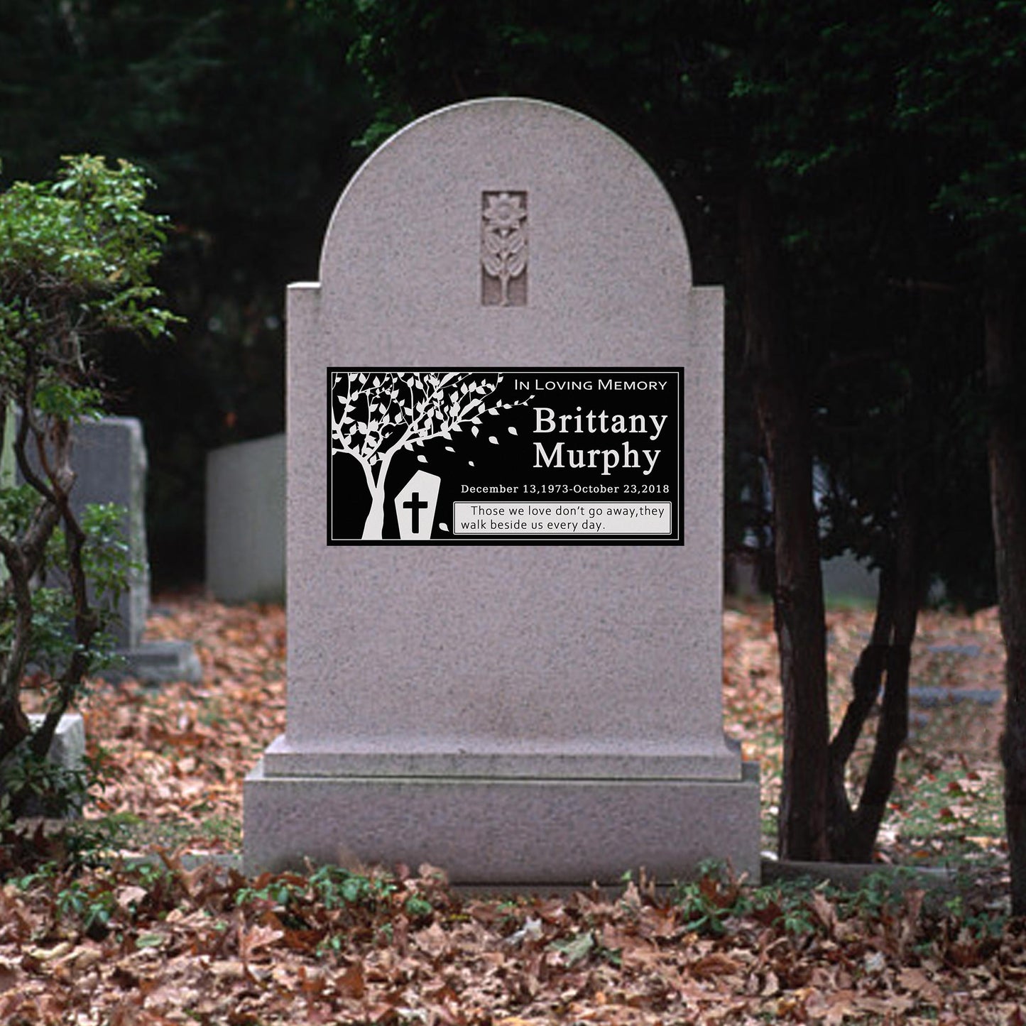 Customized Human Memorial Stone, Black Granite Human Grave Marker Life Tree (Copy)